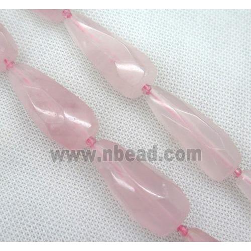 Rose Quartz beads, faceted teardrop