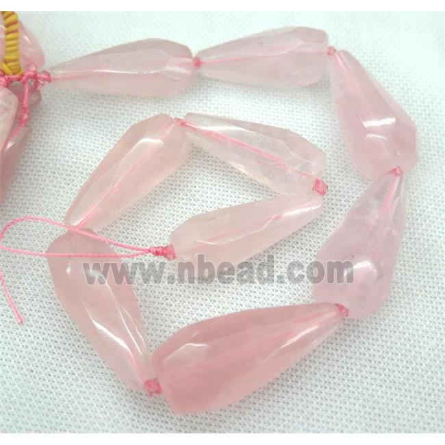 Rose Quartz beads, faceted teardrop