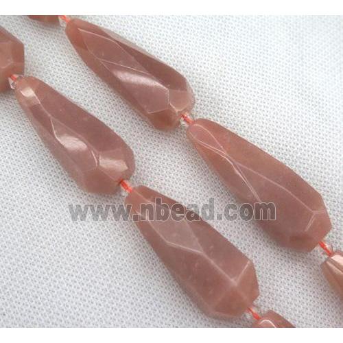 pink SunStone bead, faceted teardrop