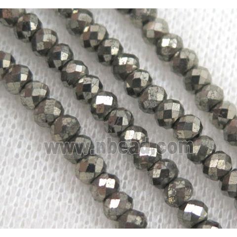 pyrite beads, faceted rondelle, A grade