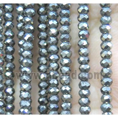 tiny pyrite seed beads, faceted rondelle, A grade