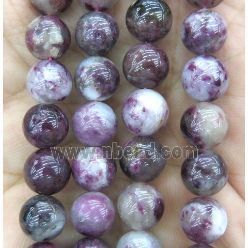 Natural Plum Blossom Tourmaline Beads Smooth Round