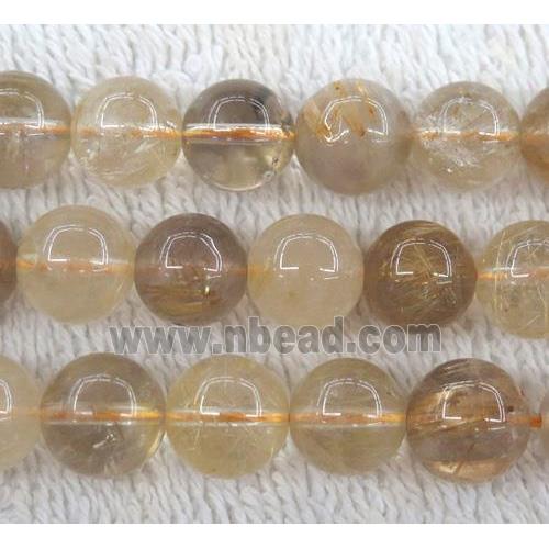 gold Rutilated Quartz bead, round