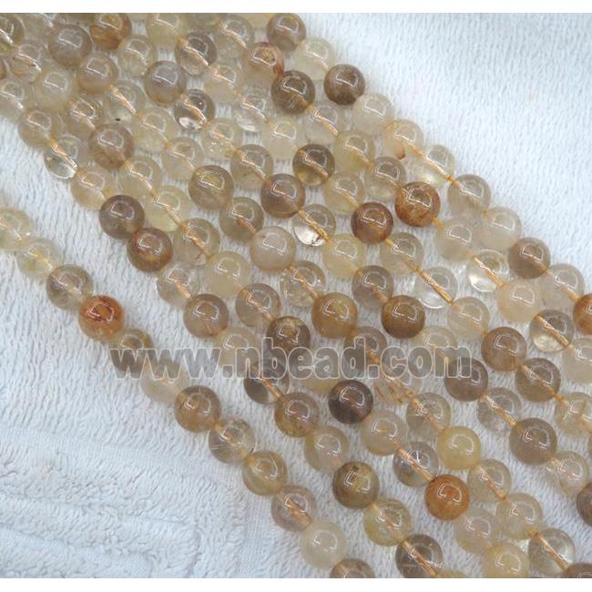 gold Rutilated Quartz bead, round