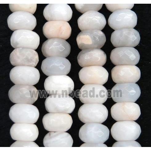 white Crazy Agate beads, faceted rondelle