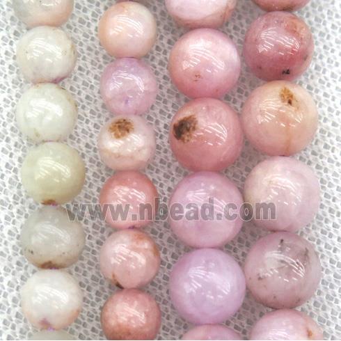 round Kunzite Beads, pink, AB-Grade