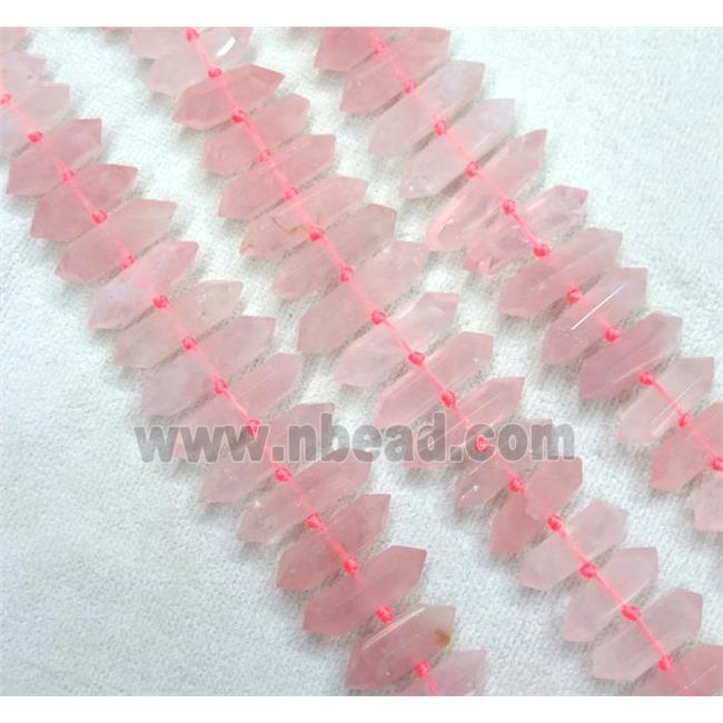 Rose Quartz Bullet Beads, point, pink