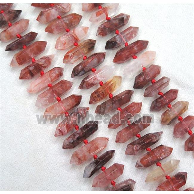 Red Iron-Quartz Bullet Beads Ferruginous