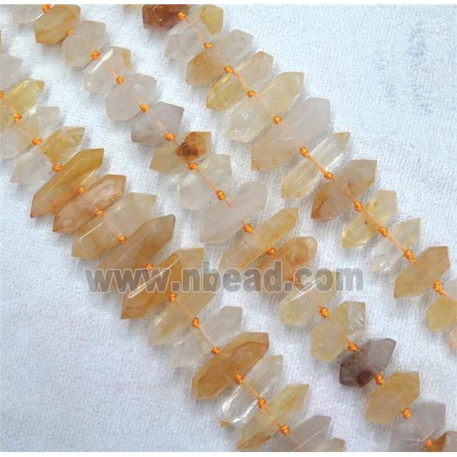 yellow Iron-Quartz Bullet Beads