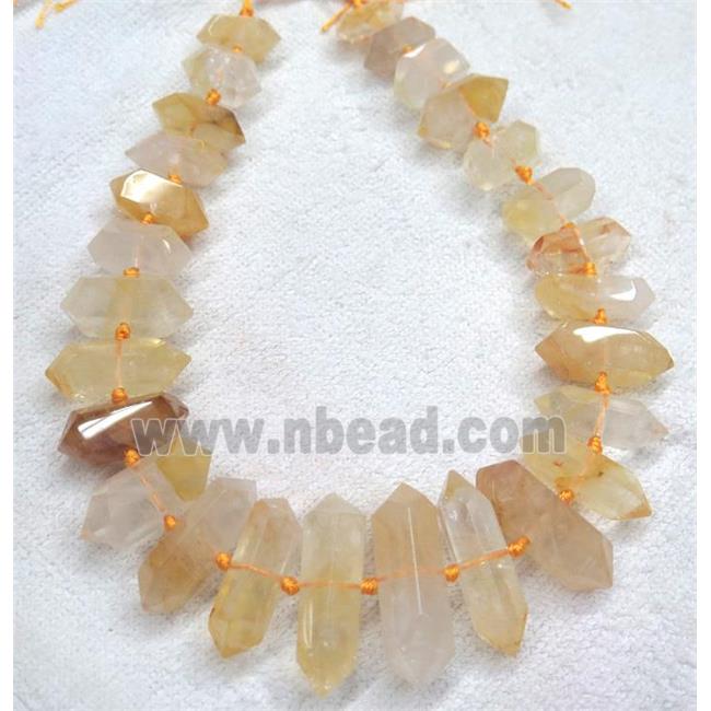 yellow Iron-Quartz Bullet Beads