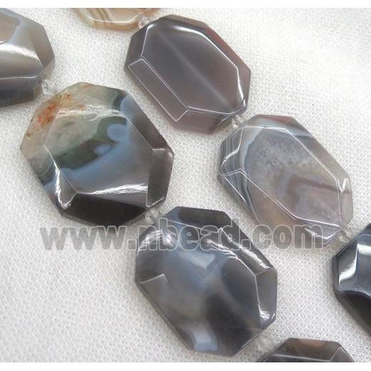 gray Botswana agate slab beads, faceted freeform, b-grade