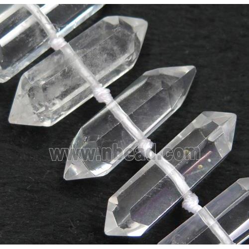 Clear Quartz Bullet Beads, polished