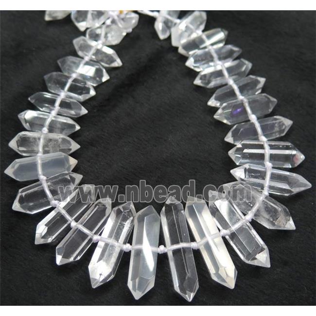 Clear Quartz Bullet Beads, polished