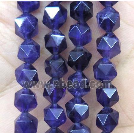 natural Amethyst beads cut round purple