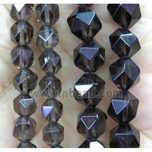 Smoky Quartz beads cut round