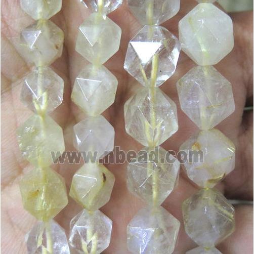 gold Rutilated Quartz beads cut round