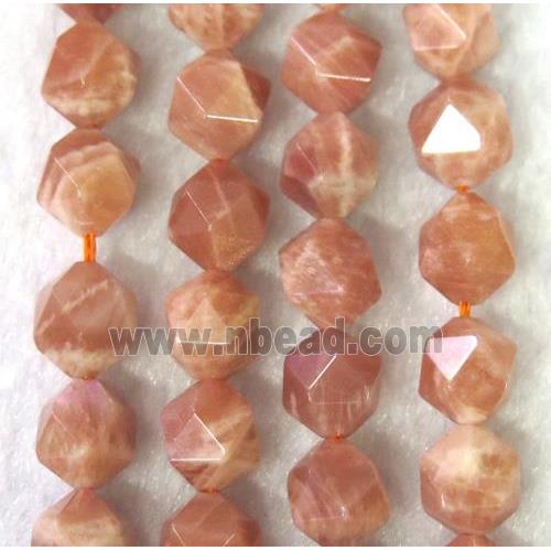 Natural Orange Sunstone Beads Cut Round