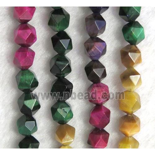 tiger eye stone beads cut round mix color