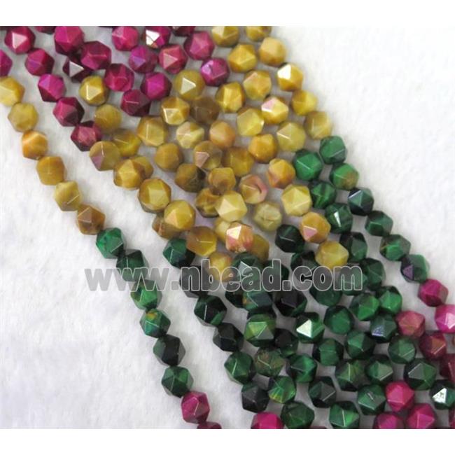 tiger eye stone beads cut round mix color