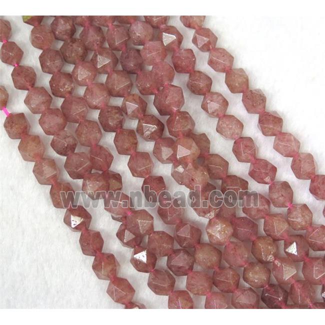 natural pink Strawberry Quartz beads cut round