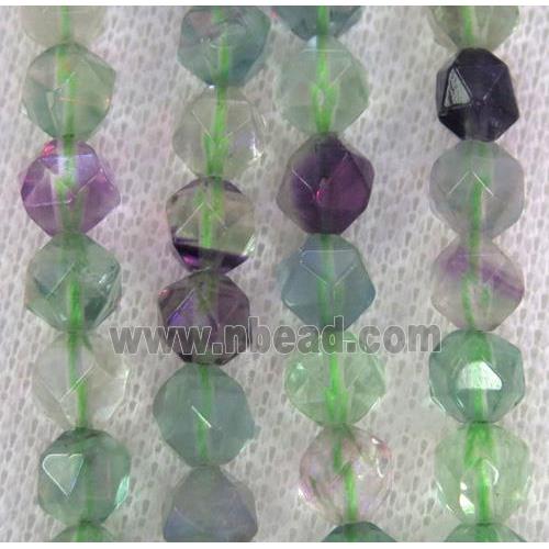 natural Fluorite beads cut round multicolor