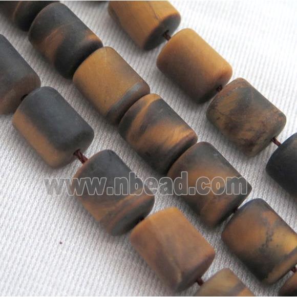 matte tiger eye stone beads, 3faces tube