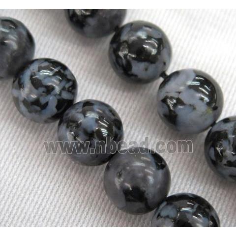 Natural Black Indigo Gabro Beads Smooth Round