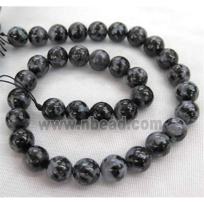 natural black Feldspar jasper beads, round