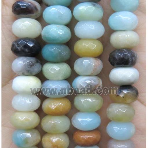 Amazonite beads, faceted rondelle