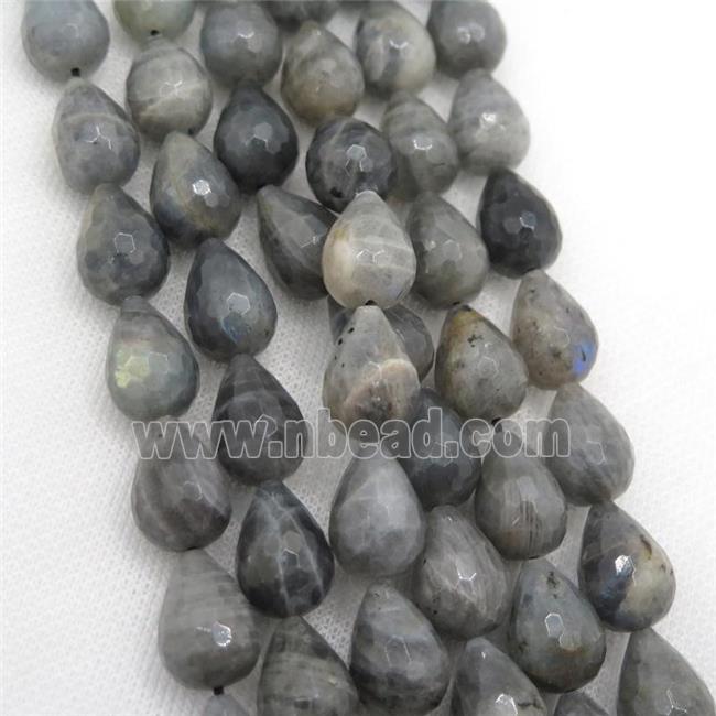 Labradorite beads, faceted teardrop