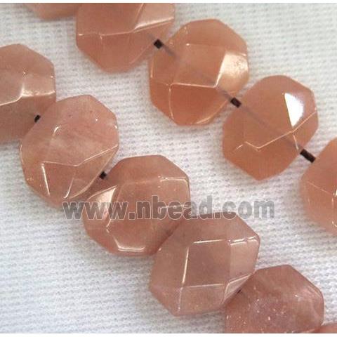 sunstone beads, faceted oval, pink