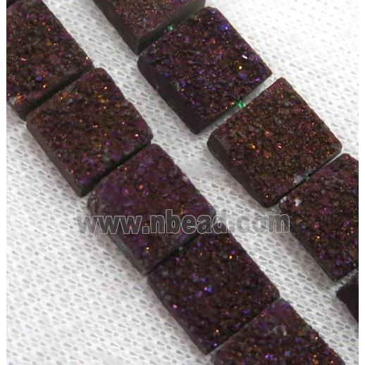 purple druzy Quartz beads, square