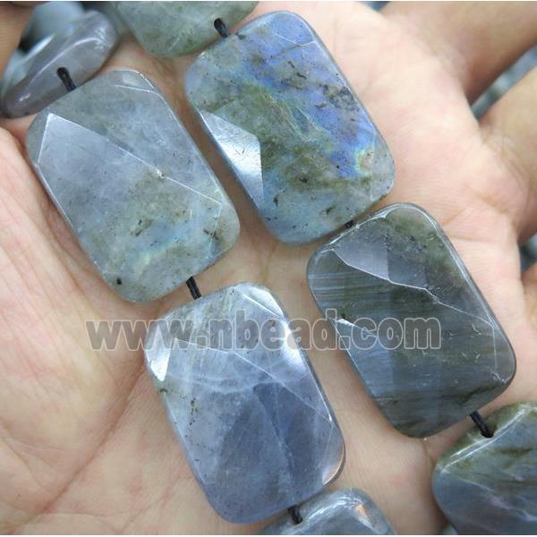 labradorite beads, faceted rectangle, Grade AA