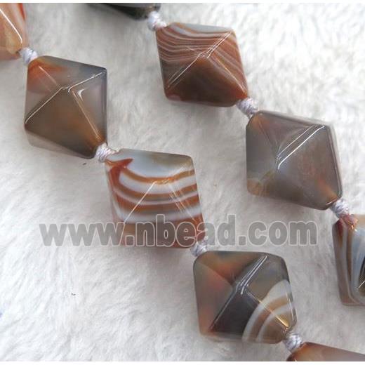 botswana agate beads, bicone, brown dye