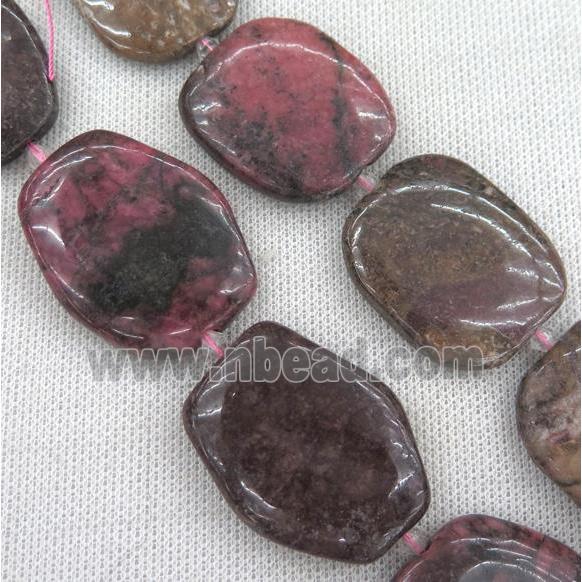 Rhodonite beads, rectangle, red