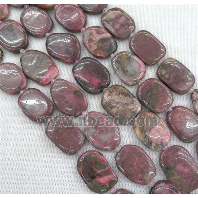 Rhodonite beads, rectangle, red