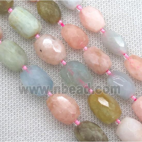 faceted beryl Morganite barrel beads, mix color