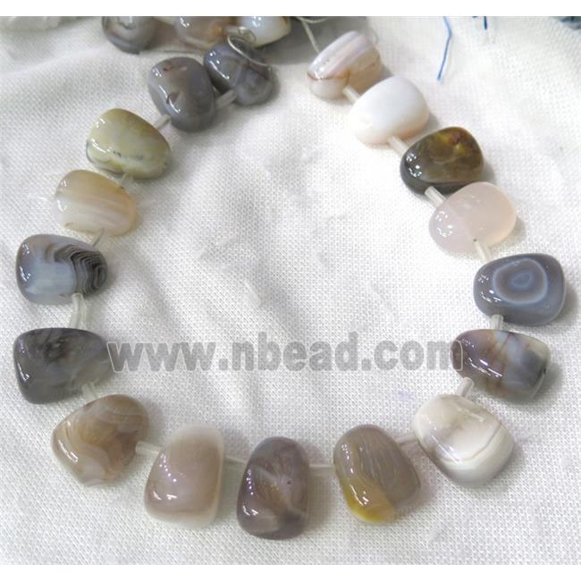 Botswana Agate beads collar, teardrop, top-drilled, gray