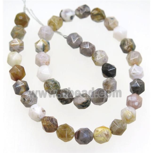 Zhuye Bamboo Agate Beads Cutted Round