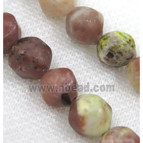 Pink Plum Blossom Jasper Beads Cutted Round