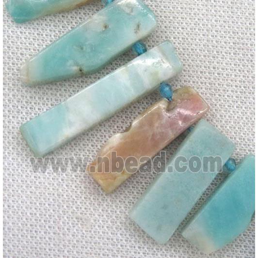 Amazonite collar bead, stick, freeform