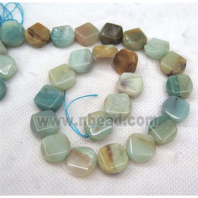 Amazonite beads, faceted flat round