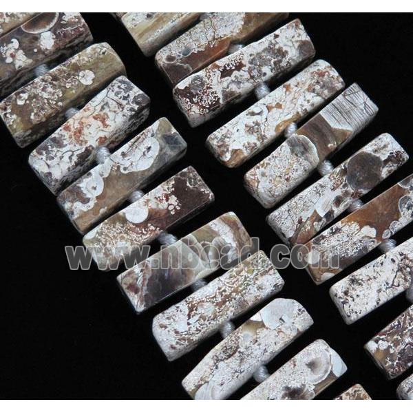 white Ocean Jasper collar beads, tube