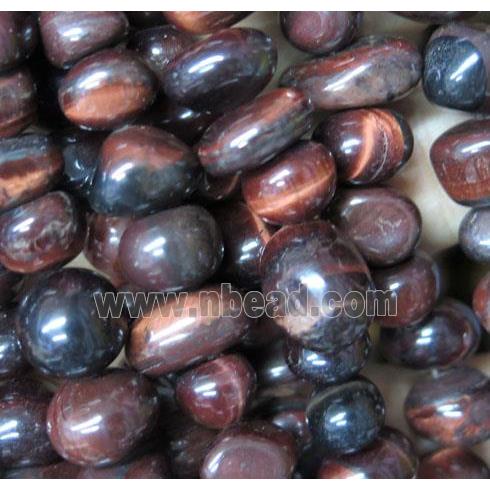 red Tiger eye stone chip bead, freeform