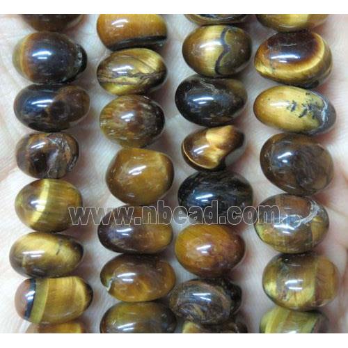 tiger eye stone bead chip, yellow, freeform