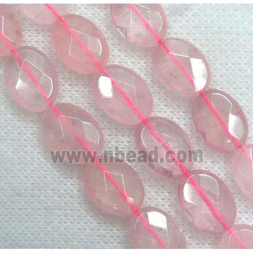 Rose Quartz beads, faceted oval, pink