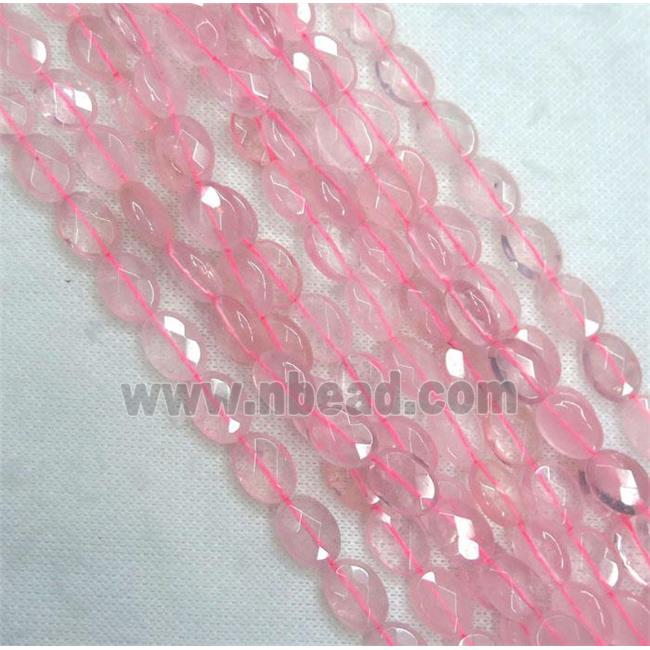 Rose Quartz beads, faceted oval, pink