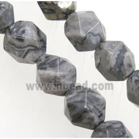 Gray Map Jasper Beads Cut Round