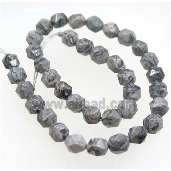 Gray Map Jasper Beads Cut Round