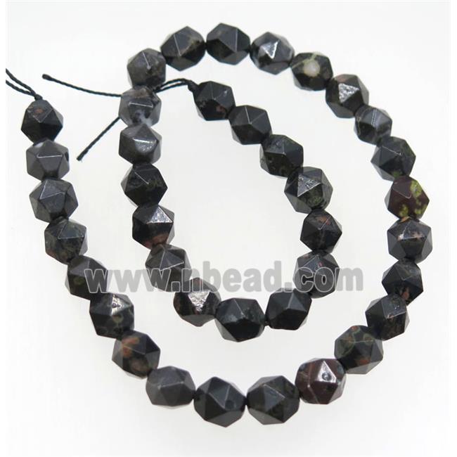 Black Plum Blossom Jasper Beads Cut Round